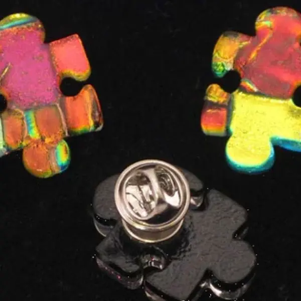 Autism Awareness Fused Glass Puzzle Piece Pin